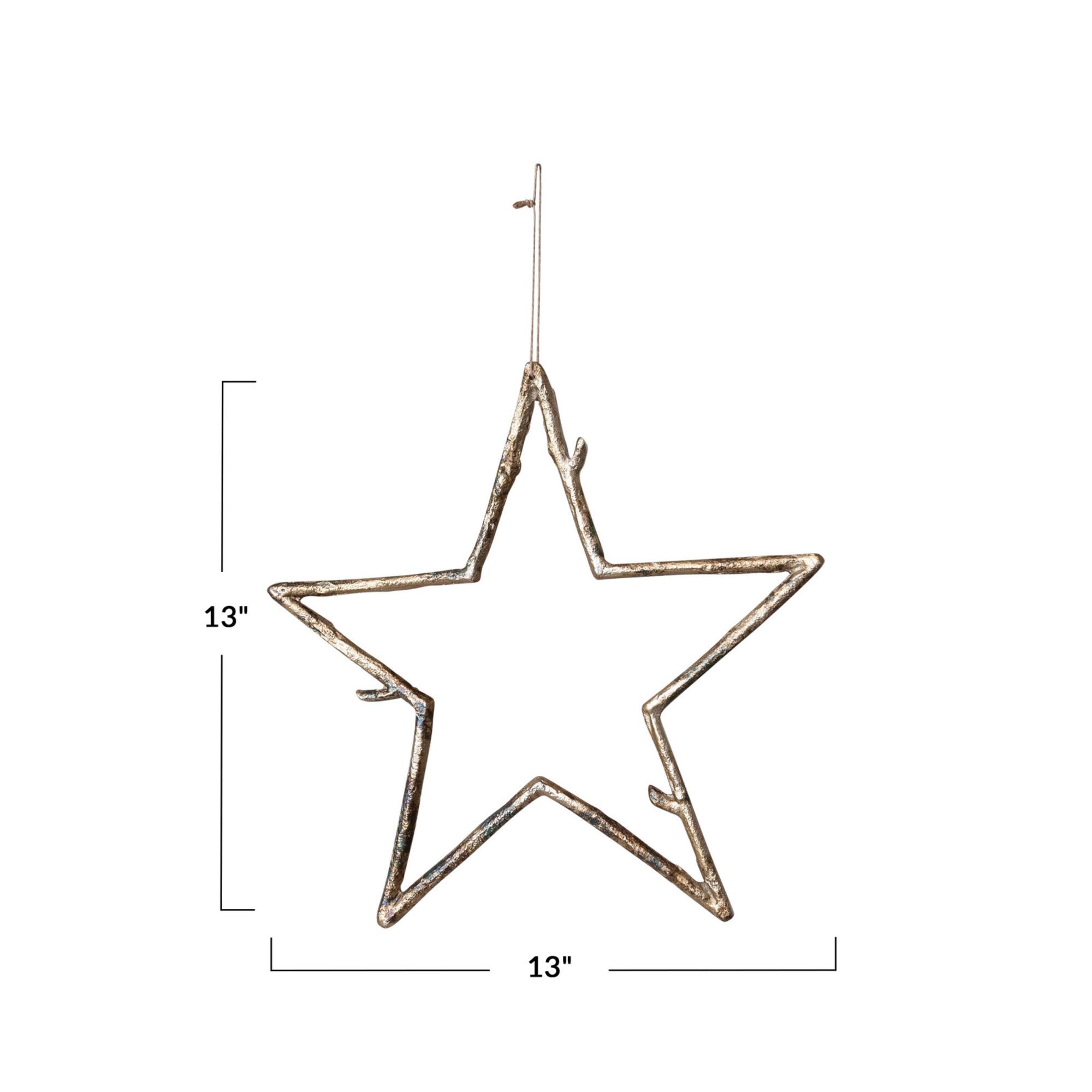 Hello Honey® 13" Antique Gold Twig Star Metal Ornament